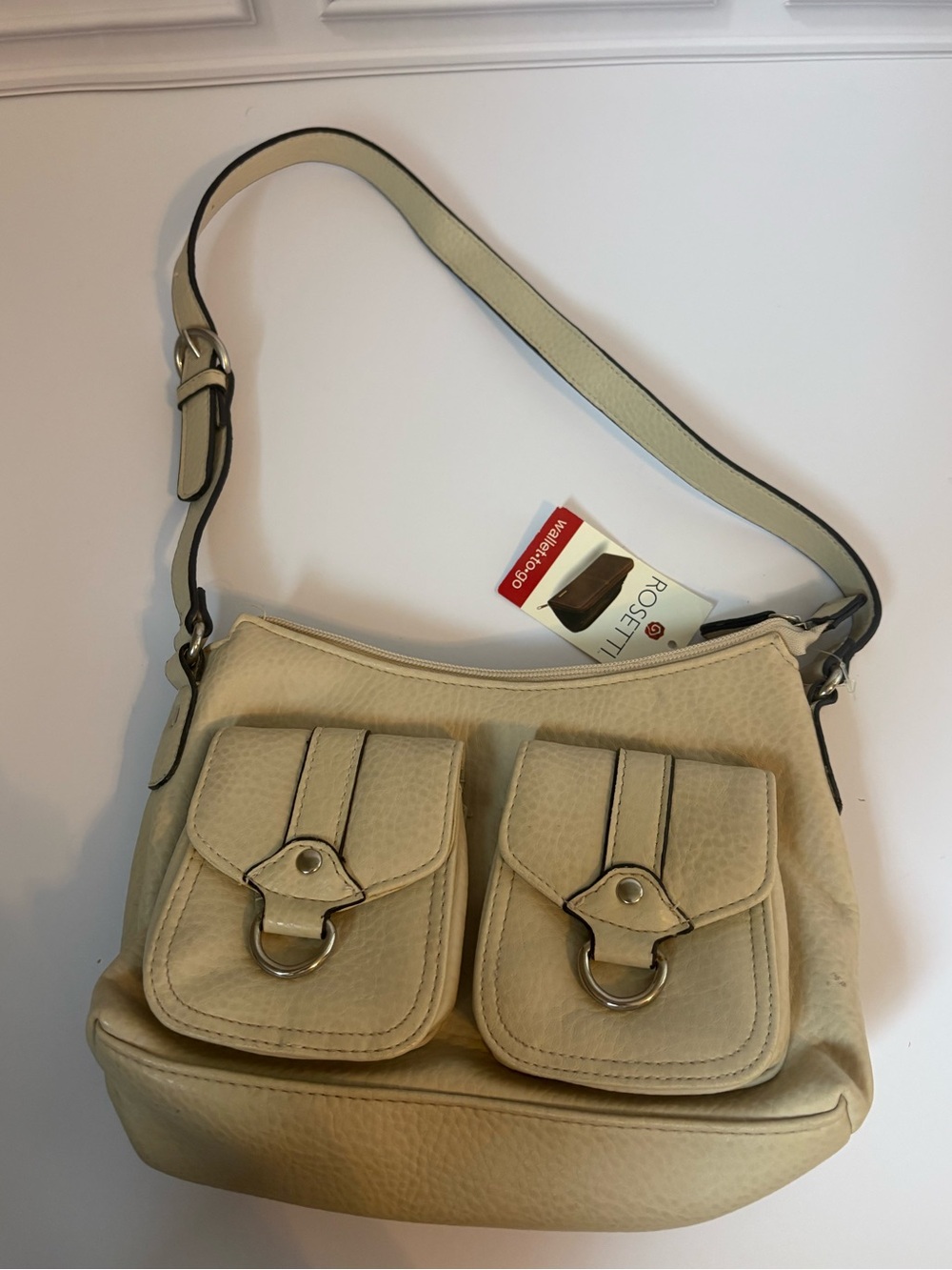 Rosetti Cream Shoulder Bag with Double Front Pockets